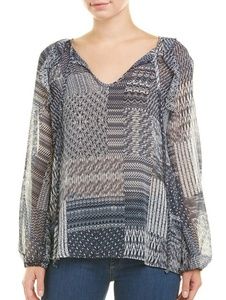BCBGMaxAzria Keyhole Semi Sheer Blouse